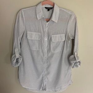 Express White & Black Pin Dot City Shirt - XS